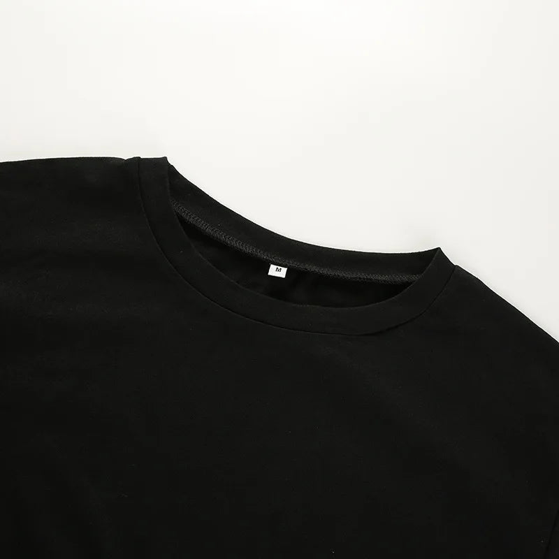 2025 Summer Women Black Short T-Shirts Sexy Crop Tops Short Sleeve Bandage Tee Tops Female Shirts