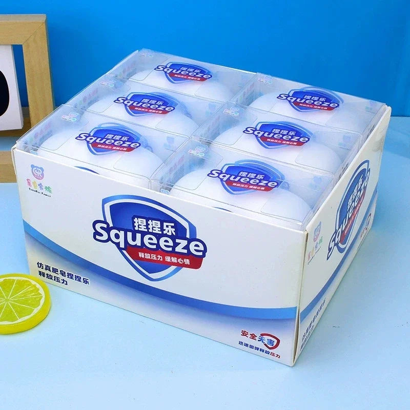 Squishy Soap Stress Relief Sensory Fidget Toys Squishy Soft Simulated Soap Squeeze Toy Anti-Stress Slow Rebound Squeeze Pinch