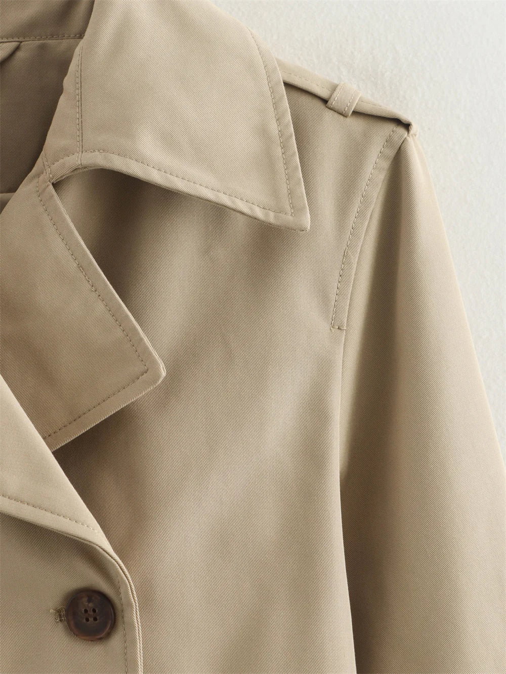 Ladies Vintage Cropped Trench Spring Autumn Jacket Women Streetwear Double Breasted Long Sleeve Top Female Chic Coat Outfits