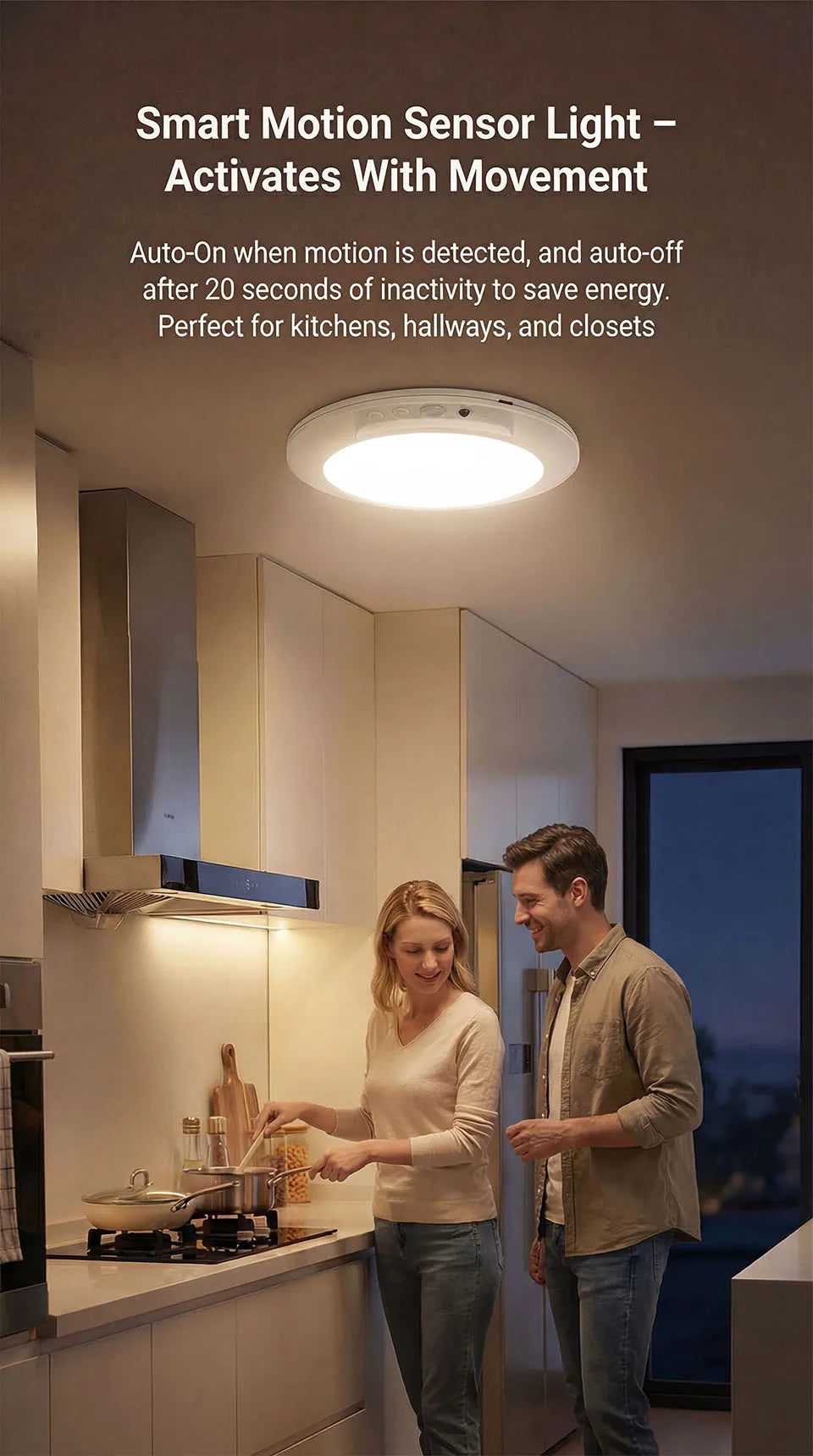 Motion Sensor Ceiling Light USB Rechargeable 19cm Wireless Magnetic Ceiling Lamp Remote LED Night Light For Kitchen Carport