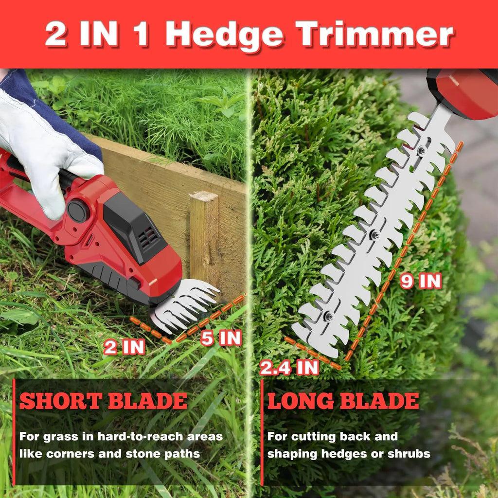 Cordless Hedge Trimmer For Milwaukee M18 Battery 2200RPM Mini Grass Shears 2 in 1 Handheld Electric Hedge Trimmer/Grass Cutter
