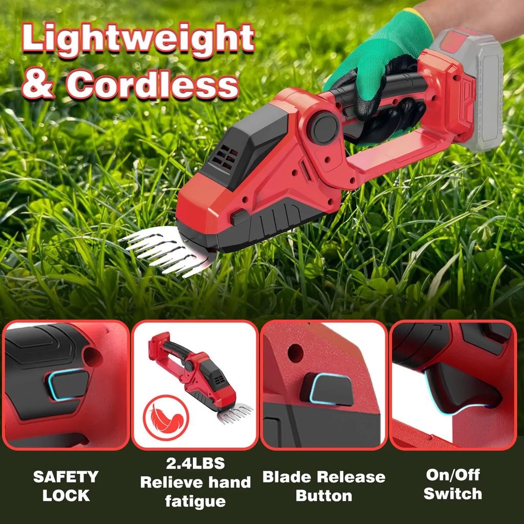 Cordless Hedge Trimmer For Milwaukee M18 Battery 2200RPM Mini Grass Shears 2 in 1 Handheld Electric Hedge Trimmer/Grass Cutter