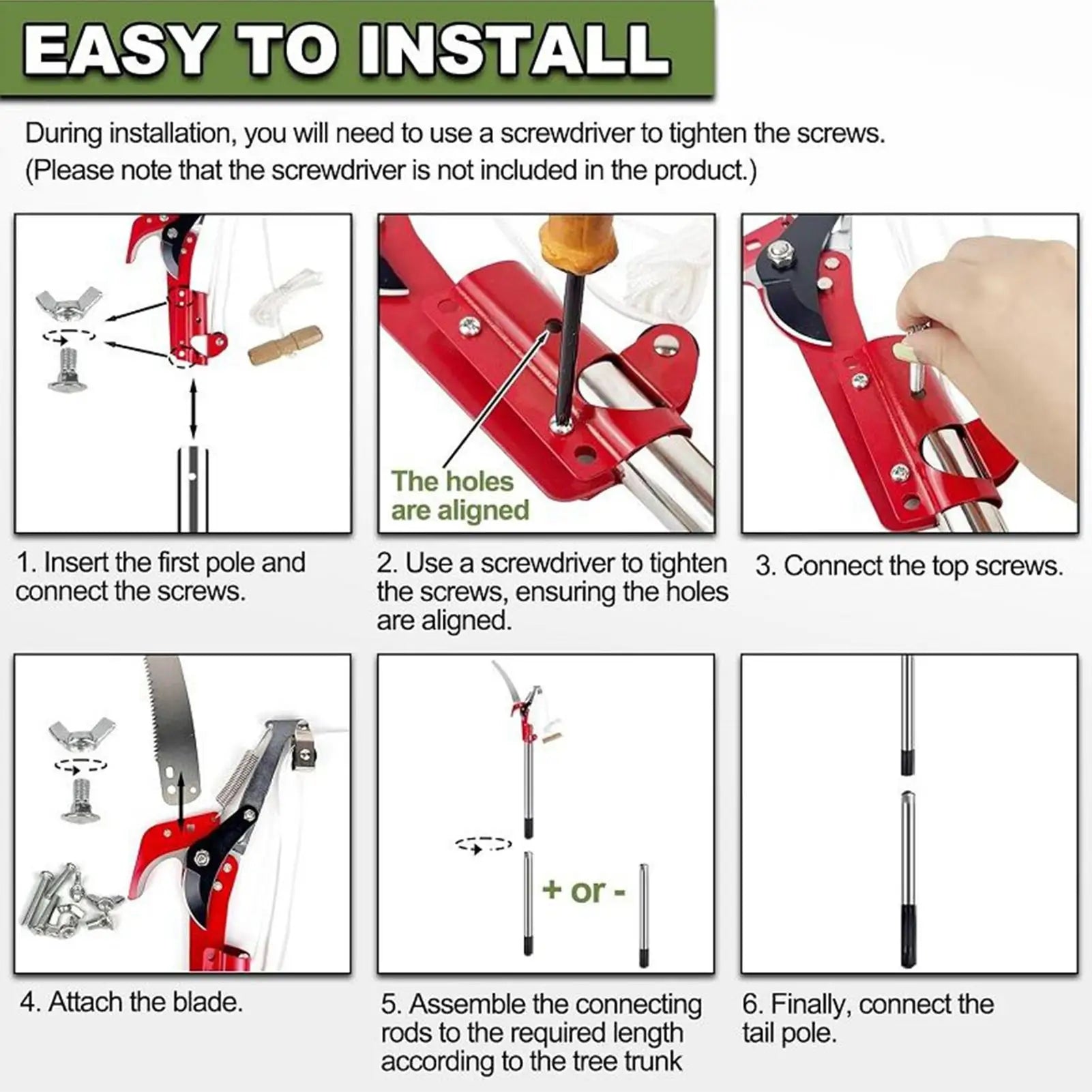 Tree Pruner  Branches Cutter Pole Saw Telescoping Trimmer Scissors Pruning Scissors Garden Shears Saw Fruit Pick Cutting Tool
