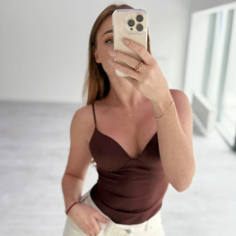 HXAO Burgundy Slip Top Women Summer Sexy Corset Tanks & Camis Fashion Sleeveless Backless Bra Top Chic Elegant Bustier Camisole