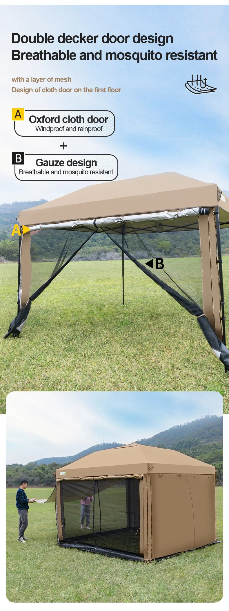 Outdoor 10x10 feet Pop up Canopy Gazebo Tent Straight Leg with 4 Double Layer Sidewall Perfect Instan Event Shelter Air Vent Top