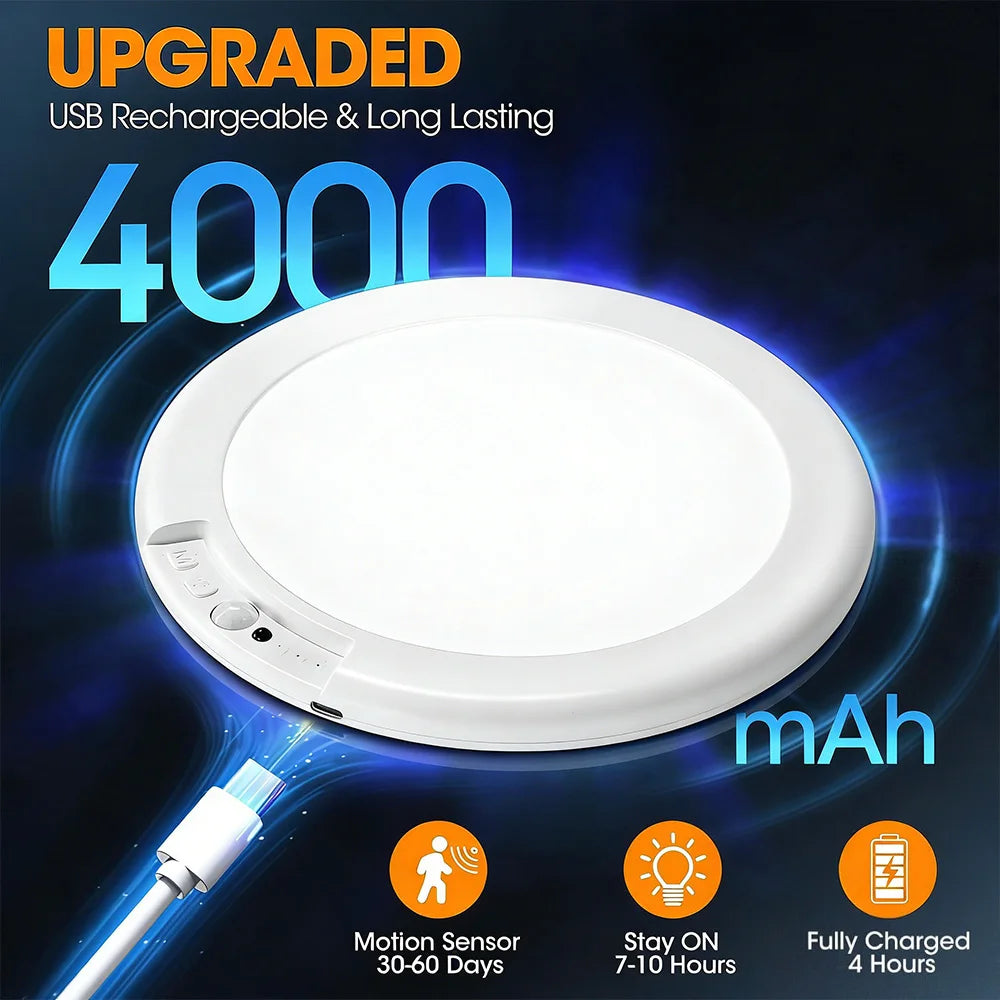 Motion Sensor Ceiling Light USB Type-C Rechargeable Magnetic Lamp Wireless Wall Lamp Remote LED Night Light For Kitchen Coatroom