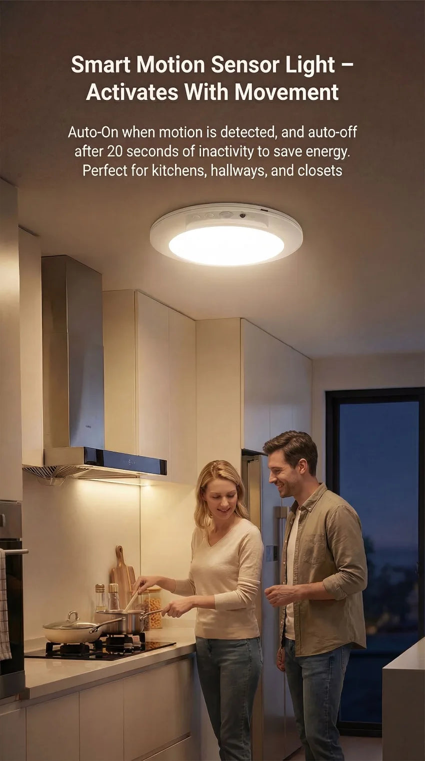 Rechargeable Motion Sensor LED Ceiling Light Magnetic Mount Dimmable Wireless Sensor Lamp for Garage Stairs Hallway Closet Porch