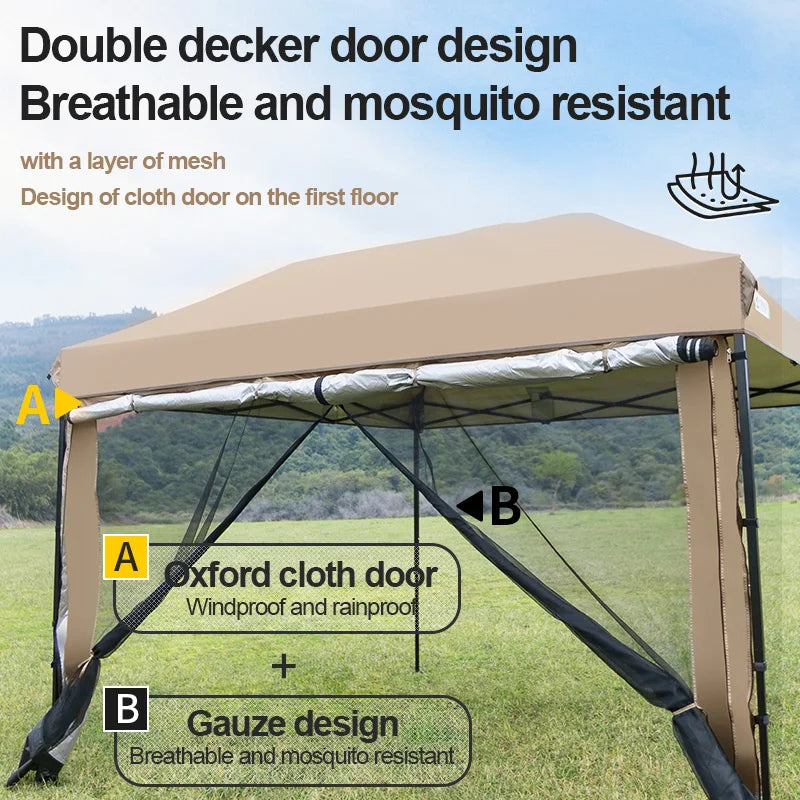 Outdoor 10x10 feet Pop up Canopy Gazebo Tent Straight Leg with 4 Double Layer Sidewall Perfect Instan Event Shelter Air Vent Top