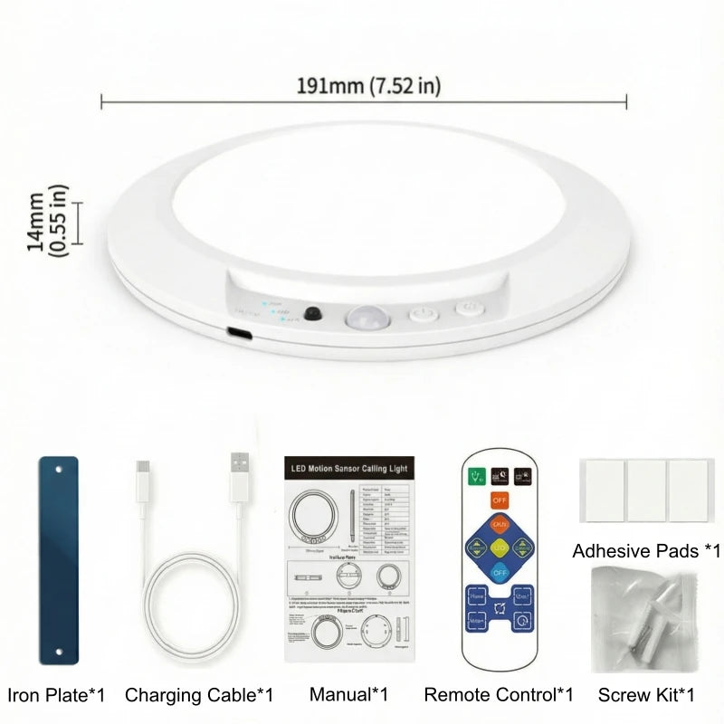 Rechargeable Motion Sensor LED Ceiling Light Magnetic Mount Dimmable Wireless Sensor Lamp for Garage Stairs Hallway Closet Porch