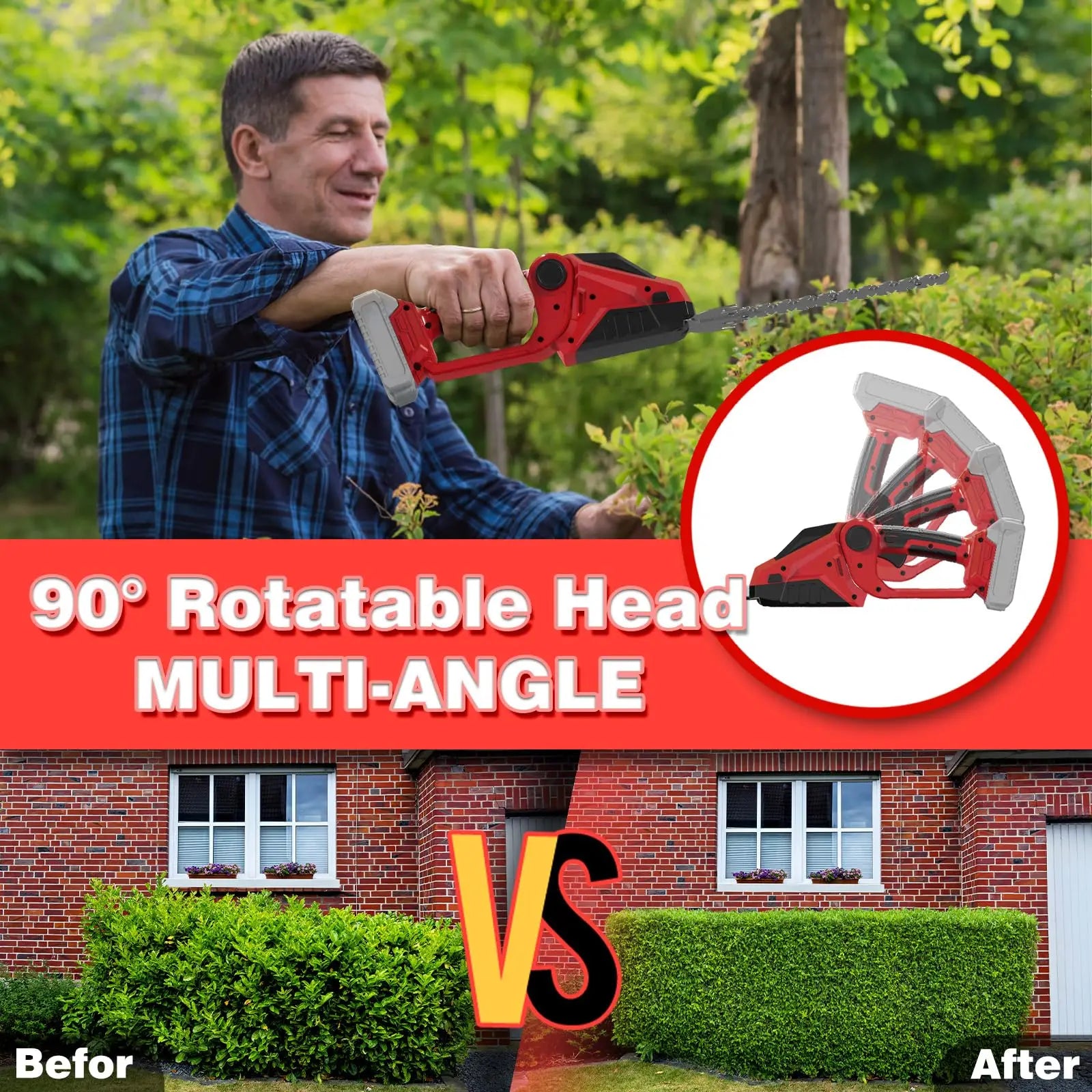 Cordless Hedge Trimmer For Milwaukee M18 Battery 2200RPM Mini Grass Shears 2 in 1 Handheld Electric Hedge Trimmer/Grass Cutter