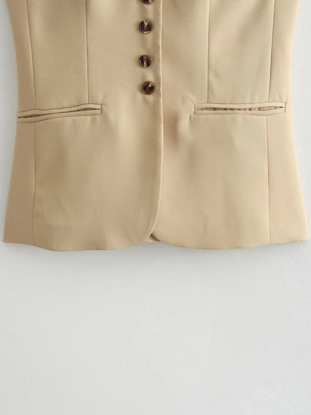 HH Women Vest Skirt Sets Female Khaki Long Blazer Vest V Neck Sleeveless Slim Top+Elegant High Waist A Line Skirt Suit TRAF