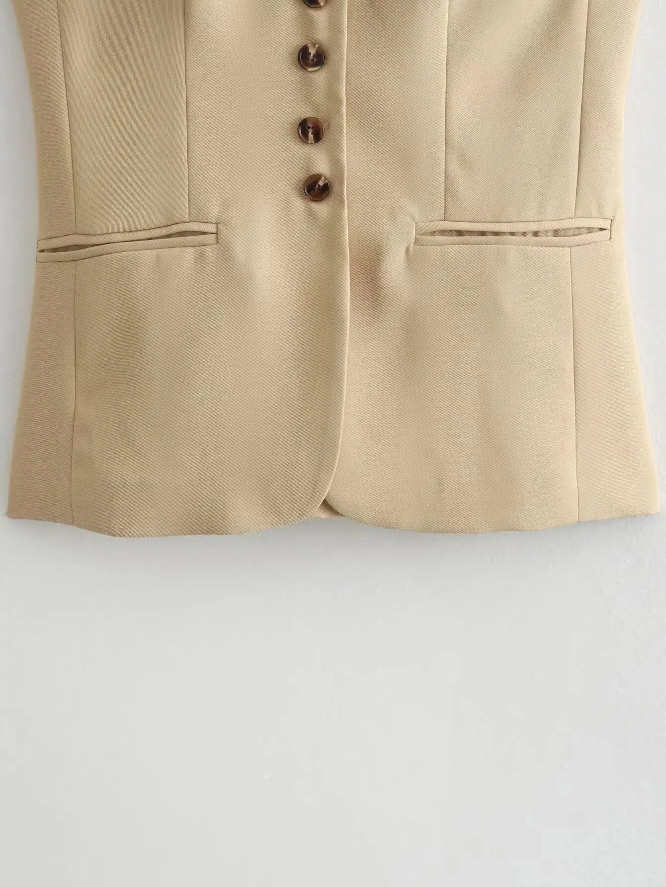 HH Women Vest Skirt Sets Female Khaki Long Blazer Vest V Neck Sleeveless Slim Top+Elegant High Waist A Line Skirt Suit TRAF