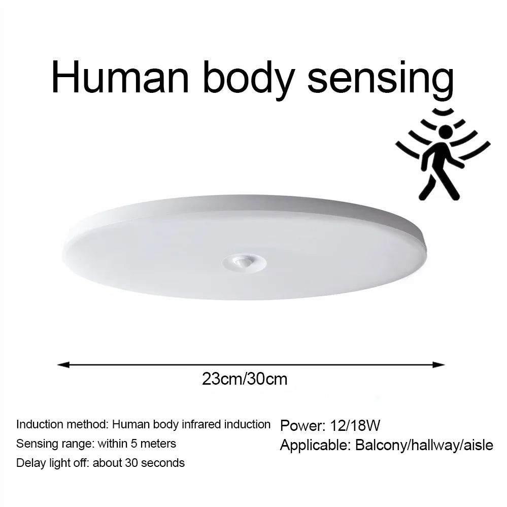 Motion Sensor Ceiling Lamp 12w 18w PIR Motion Detector Modern Ceiling Lighting For Corridor Garage Stair Balcony AC 220V ﻿