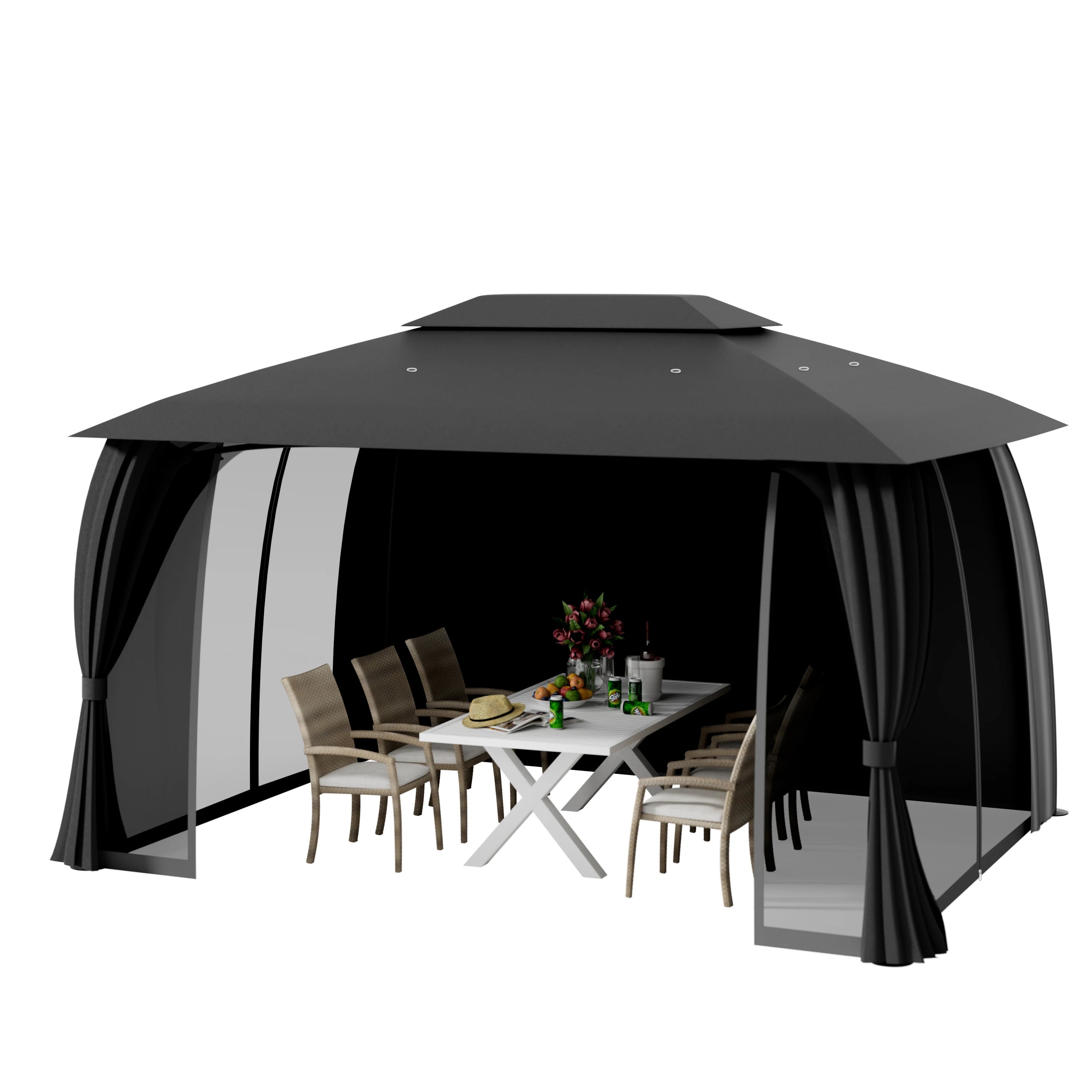 3x4m10x12ft High Quality Outdoor Gazebo Canopy with Removable Curtains Pavilion