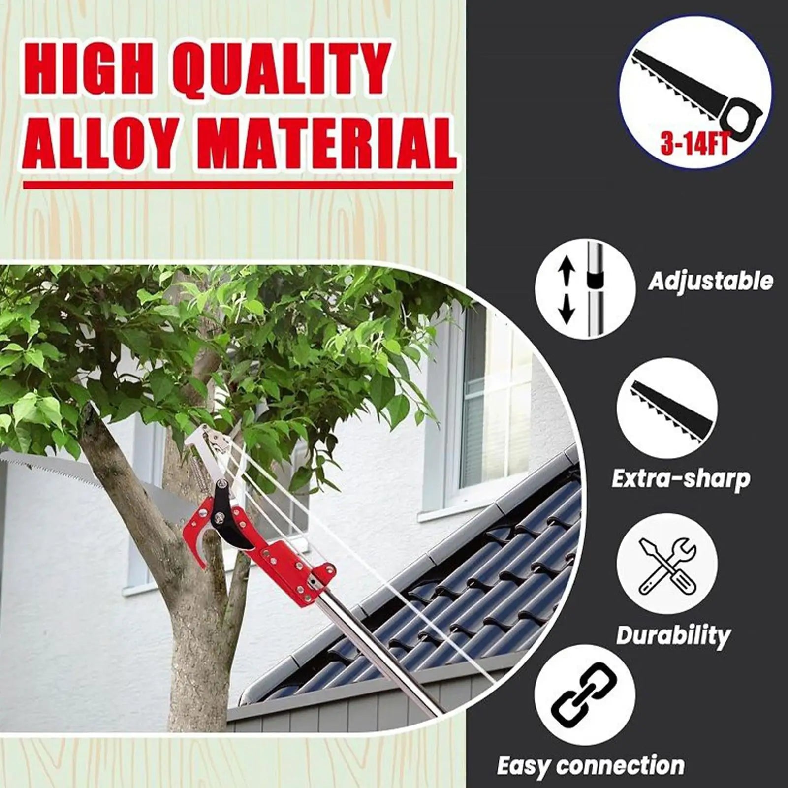 Tree Pruner  Branches Cutter Pole Saw Telescoping Trimmer Scissors Pruning Scissors Garden Shears Saw Fruit Pick Cutting Tool