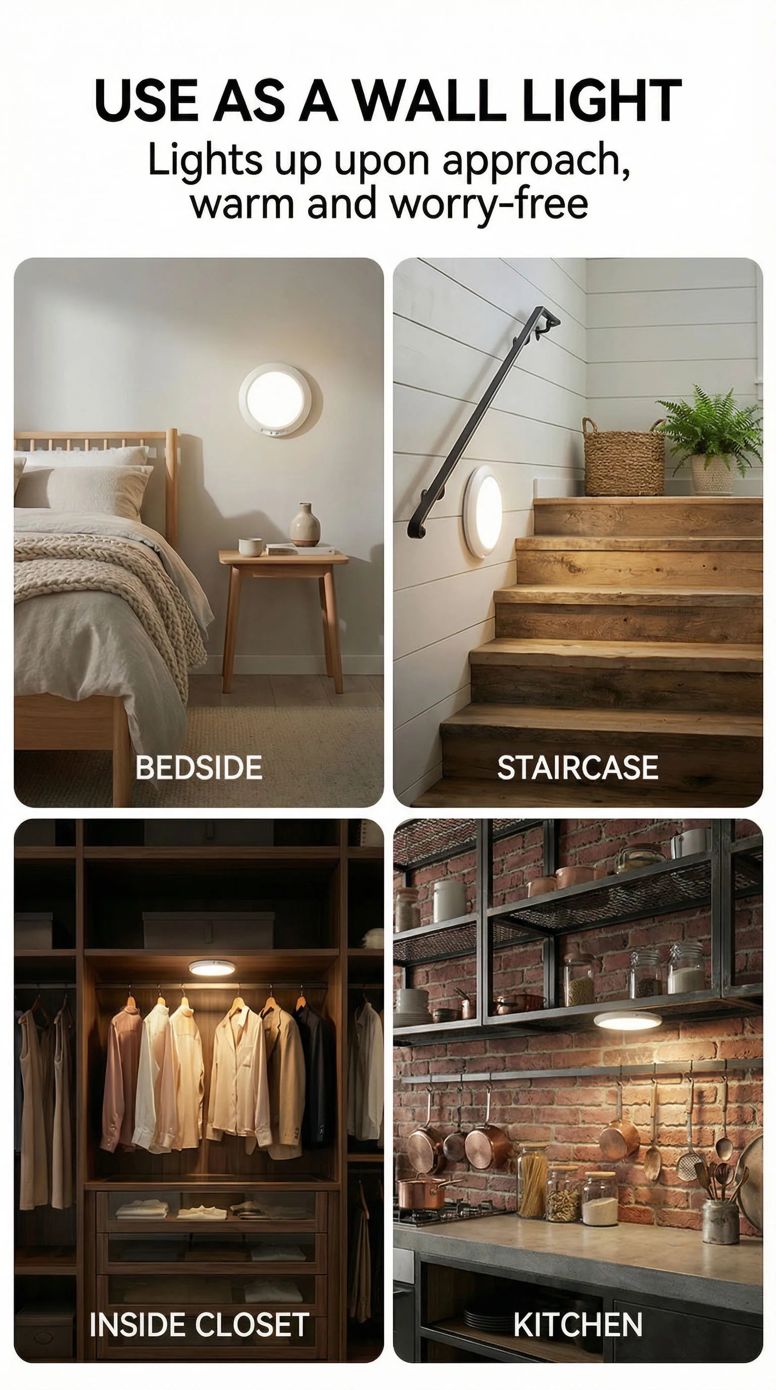Motion Sensor Ceiling Light USB Type-C Rechargeable Magnetic Lamp Wireless Wall Lamp Remote LED Night Light For Kitchen Coatroom