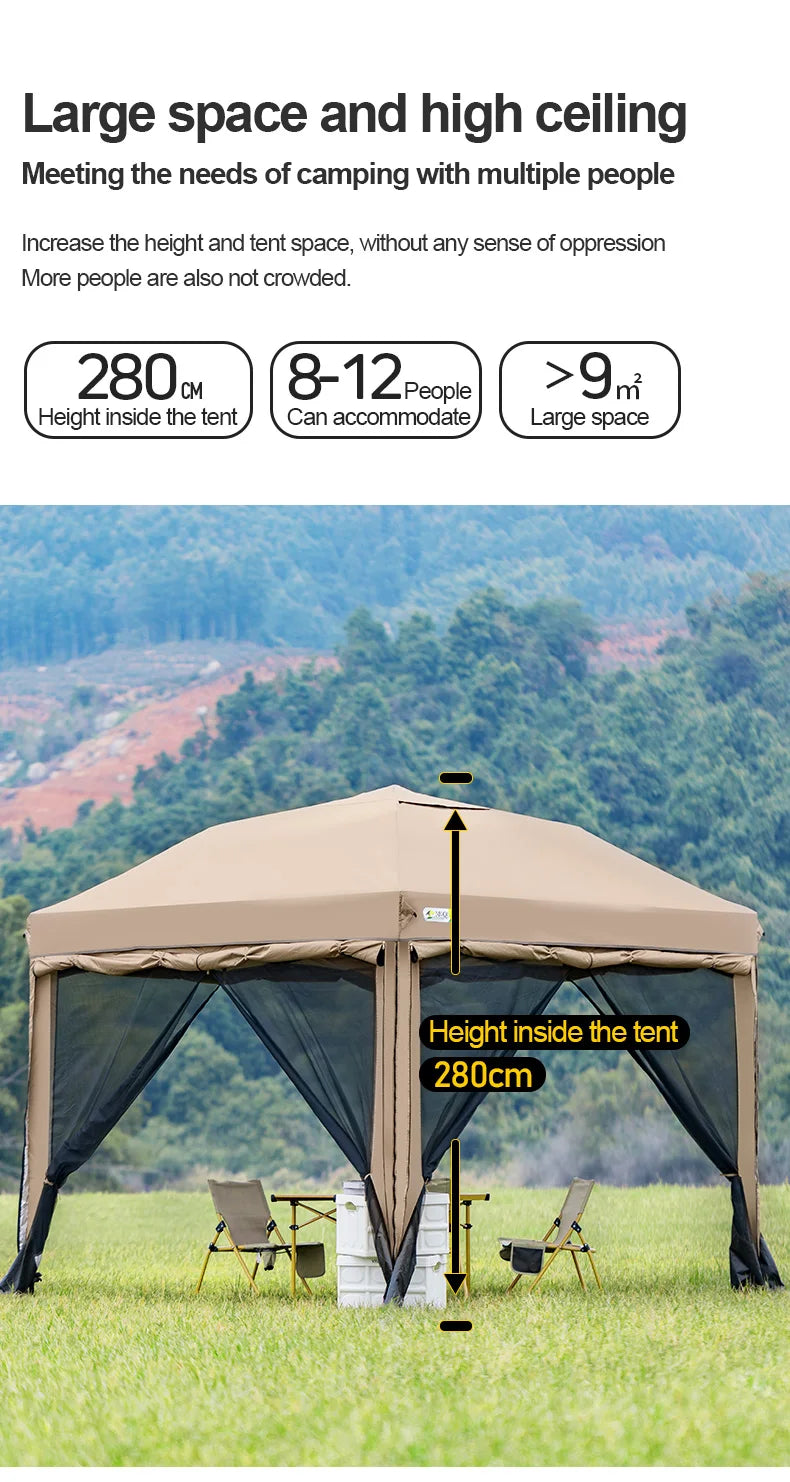 Outdoor 10x10 feet Pop up Canopy Gazebo Tent Straight Leg with 4 Double Layer Sidewall Perfect Instan Event Shelter Air Vent Top